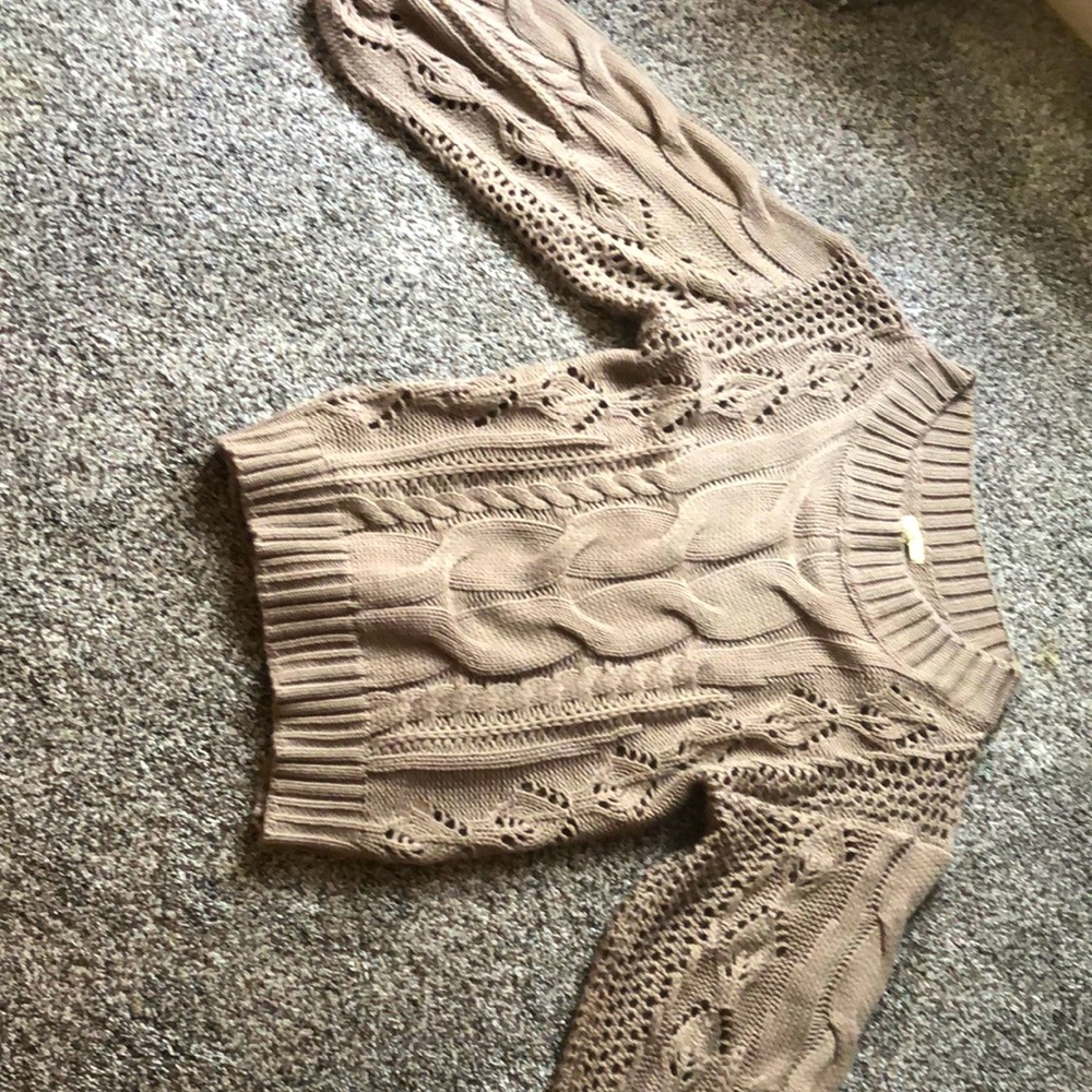 Open Weave Taupe Sweater Size Small